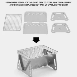 Adventure Basecamp Camping Im Freien|Outdoor-Artikel-Tragbarer Holzkohlegrill – Faltbares Camping-Grillwerkzeug