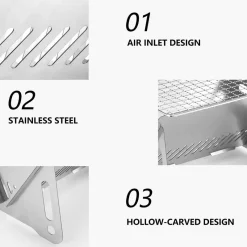 Adventure Basecamp Camping Im Freien|Outdoor-Artikel-Tragbarer Holzkohlegrill – Faltbares Camping-Grillwerkzeug