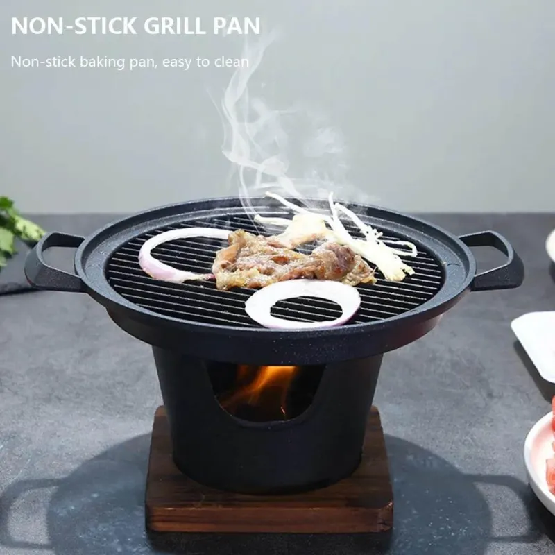 The Culinary Kit Camping-Werkzeuge|Camping Im Freien-Tragbarer japanischer BBQ-Grill mit Antihaftbeschichtung – Mini-Grillpfanne