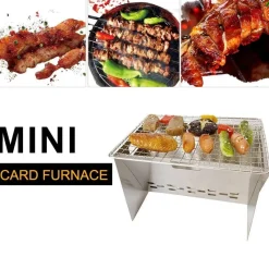 The Outdoor Vault Camping-Werkzeuge|Heimwerkzeuge-Tragbarer Mini-Klappgrill aus Edelstahl – Kompakter Camping-Grill