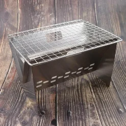 The Outdoor Vault Camping-Werkzeuge|Heimwerkzeuge-Tragbarer Mini-Klappgrill aus Edelstahl – Kompakter Camping-Grill