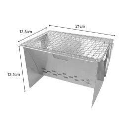 The Outdoor Vault Camping-Werkzeuge|Heimwerkzeuge-Tragbarer Mini-Klappgrill aus Edelstahl – Kompakter Camping-Grill