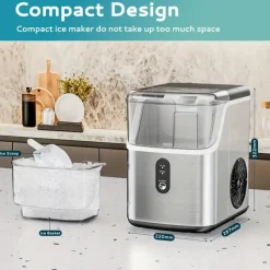 Tom Küche & Esszimmer-Tragbarer Nugget-Eisbereiter – 26–34 Pfund/Tag, weiches Kaueis