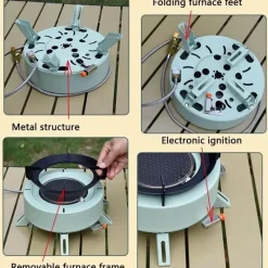 The Outdoor Vault Camping-Werkzeuge|Camping Im Freien-Tragbarer Outdoor-Kocher - Runder Wärmekocher für Camping