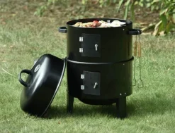 Adventure Basecamp Camping Im Freien|Outdoor-Artikel-Tragbarer runder BBQ-Smoker-Grill – stapelbares Design mit Deckel