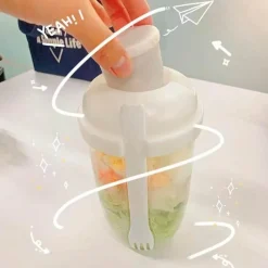 The Culinary Kit Küche & Esszimmer-Tragbarer Salatbecher – Mini-Salatbehälter mit Gabel