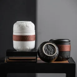 Brew Bliss Küche & Esszimmer-Tragbarer Teebecher aus Keramik – Chinesischer Kung-Fu-Reisebecher