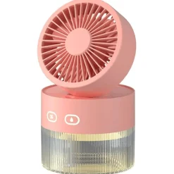 Comfort u0026 Style Gadgets Für Zuhause-Tragbarer USB-Mini-Faltventilator mit warmem Licht und Sprühfunktion