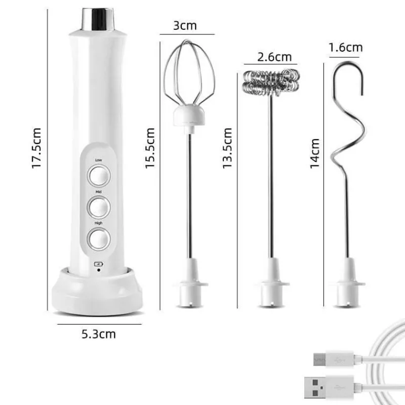 The Culinary Kit Küche & Esszimmer-Tragbarer wiederaufladbarer Milchaufschäumer – 3-in-1-Schaummacher