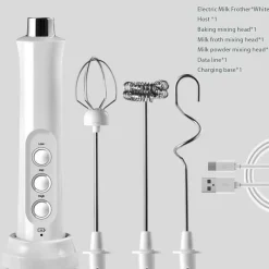 The Culinary Kit Küche & Esszimmer-Tragbarer wiederaufladbarer Milchaufschäumer – 3-in-1-Schaummacher