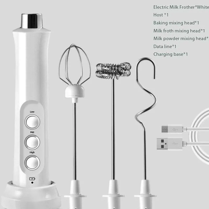 The Culinary Kit Küche & Esszimmer-Tragbarer wiederaufladbarer Milchaufschäumer – 3-in-1-Schaummacher