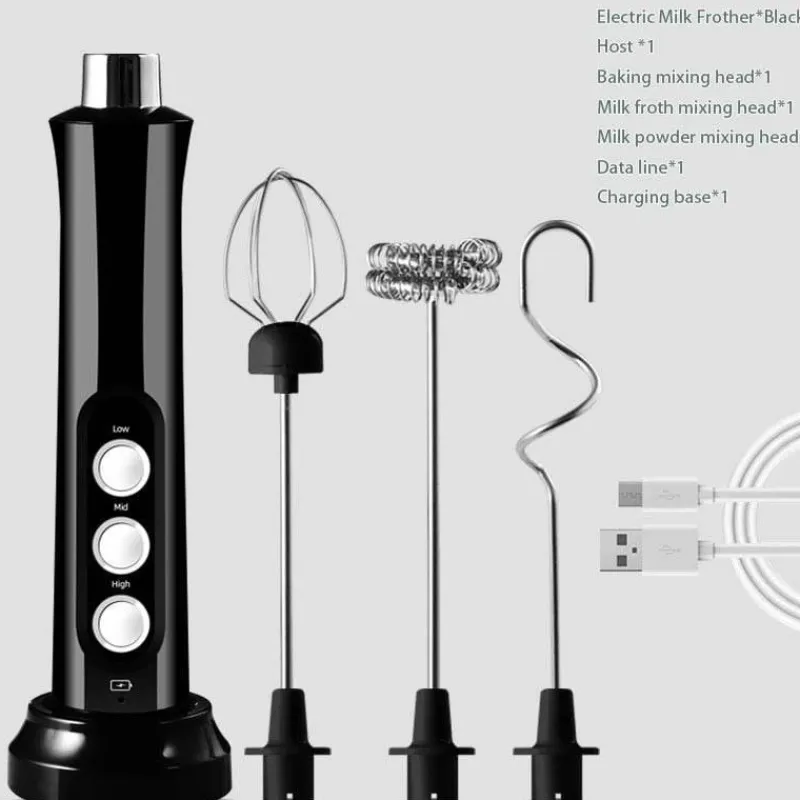 The Culinary Kit Küche & Esszimmer-Tragbarer wiederaufladbarer Milchaufschäumer – 3-in-1-Schaummacher