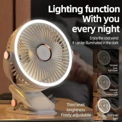 Adventure Basecamp Camping Im Freien|Outdoor-Artikel-Tragbarer, wiederaufladbarer Kühlventilator zum Anklipsen – Mehrwinkel-Außenventilator