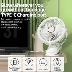 Adventure Basecamp Camping Im Freien|Outdoor-Artikel-Tragbarer, wiederaufladbarer Kühlventilator zum Anklipsen – Mehrwinkel-Außenventilator