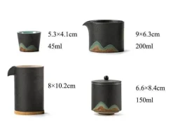 The Cozy Mug Küche & Esszimmer-Tragbares Bergteekanne-Set – Reise-Keramikteekanne mit 3 Tassen