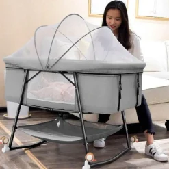 Kinder The Decor Haven Kinderwagen & Zubehör-Tragbares, faltbares Babybett mit Moskitonetz – Reisebett für Kleinkinder