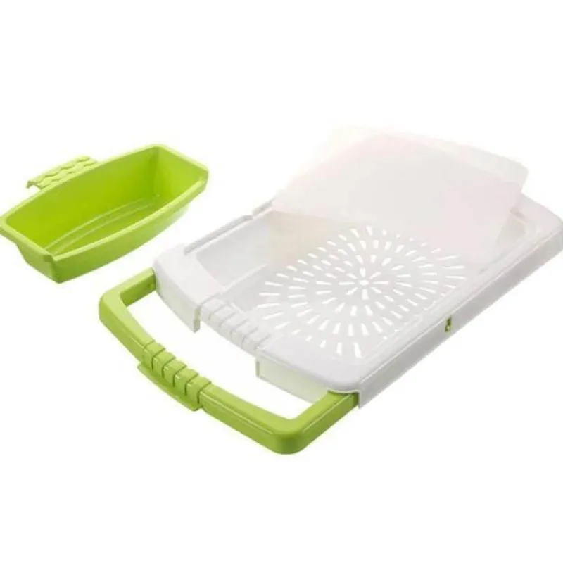 The Culinary Kit Küche & Esszimmer-Tragbares Gemüseschneidebrett mit Abtropffläche