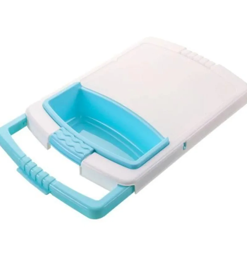 The Culinary Kit Küche & Esszimmer-Tragbares Gemüseschneidebrett mit Abtropffläche