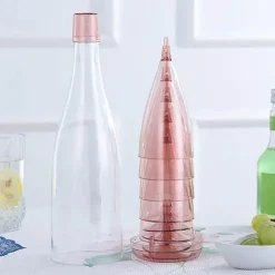 Trail u0026 Beyond Camping-Werkzeuge|Camping Im Freien-Tragbares Reise-Weinglas-Set – zusammenklappbare Flasche und Gläser