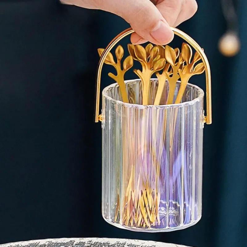 Space Savvy Küche & Esszimmer-Tragbares Vorratsglas für Dessertgabeln und -löffel – Küchenorganizer aus Glas