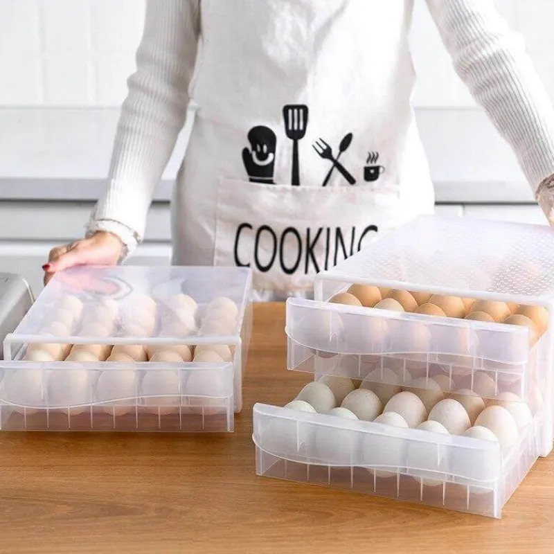 Space Savvy Küche & Esszimmer-Transparente Eierschublade – Kühlschrank-Organizer-Behälter für Eier