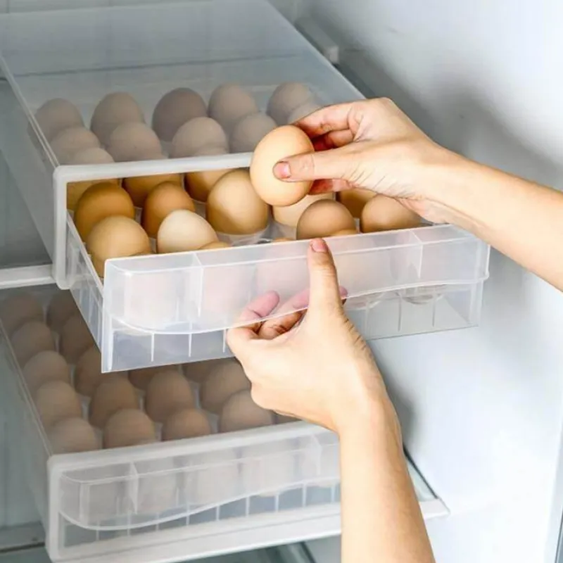 Space Savvy Küche & Esszimmer-Transparente Eierschublade – Kühlschrank-Organizer-Behälter für Eier