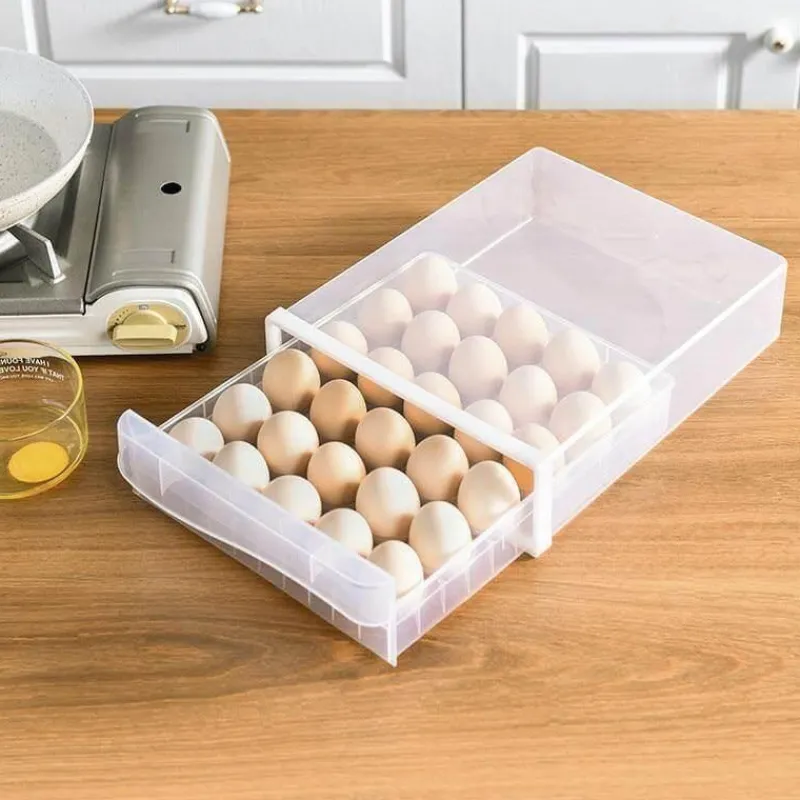 Space Savvy Küche & Esszimmer-Transparente Eierschublade – Kühlschrank-Organizer-Behälter für Eier