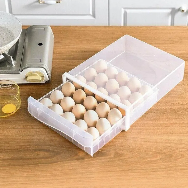 Space Savvy Küche & Esszimmer-Transparente Eierschublade – Kühlschrank-Organizer-Behälter für Eier