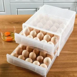 Space Savvy Küche & Esszimmer-Transparente Eierschublade – Kühlschrank-Organizer-Behälter für Eier