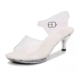 Damen Wilderness Haven Damenschuhe-Transparente LED High Heels – Glänzendes kristallklares Design