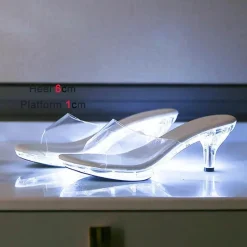 Damen Wilderness Haven Damenschuhe-Transparente LED High Heels – Glänzendes kristallklares Design