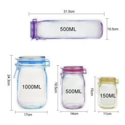 Space Savvy Küche & Esszimmer-Transparente, wiederverwendbare Aufbewahrungsbeutel – Umweltfreundliche Glas-Organizer