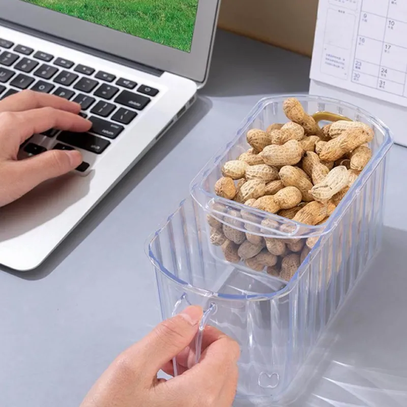 Space Savvy Küche & Esszimmer-Transparenter doppellagiger Aufbewahrungskorb - durchsichtiger stapelbarer Organizer