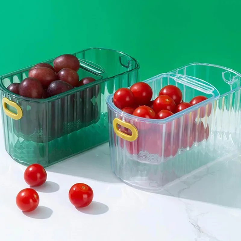 Space Savvy Küche & Esszimmer-Transparenter doppellagiger Aufbewahrungskorb - durchsichtiger stapelbarer Organizer