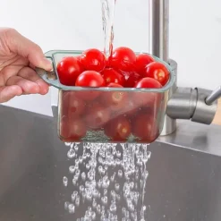 Space Savvy Küche & Esszimmer-Transparenter doppellagiger Aufbewahrungskorb - durchsichtiger stapelbarer Organizer