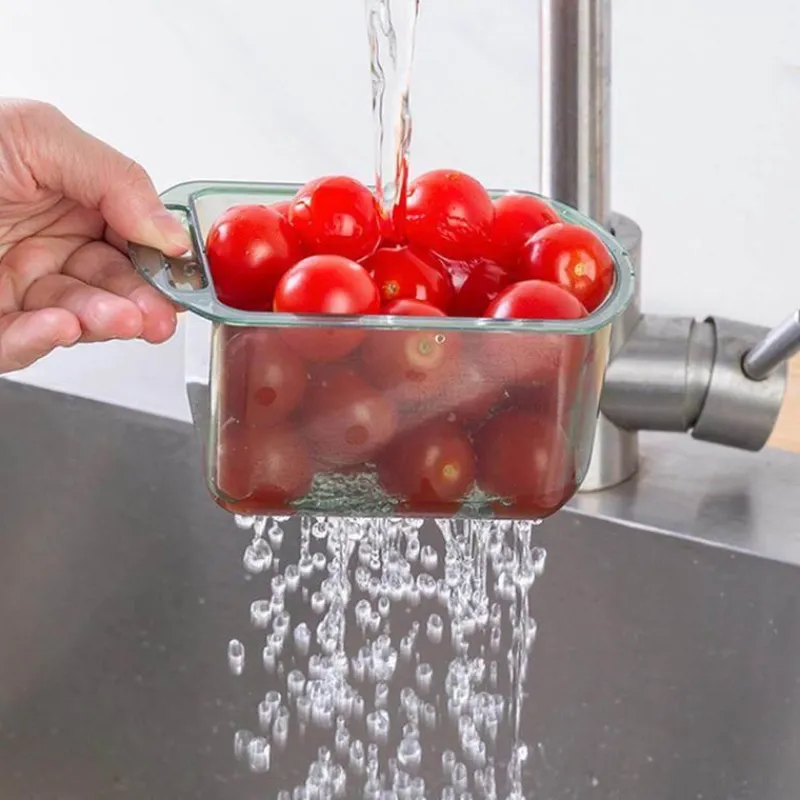 Space Savvy Küche & Esszimmer-Transparenter doppellagiger Aufbewahrungskorb - durchsichtiger stapelbarer Organizer