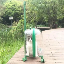 Furendo Haustierzubehör|Reinigungswerkzeuge Für Haustiere-Transparenter Haustiertransportwagen - Tragbare Reisekapsel für Haustiere