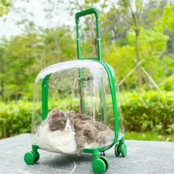 Furendo Haustierzubehör|Reinigungswerkzeuge Für Haustiere-Transparenter Haustiertransportwagen - Tragbare Reisekapsel für Haustiere