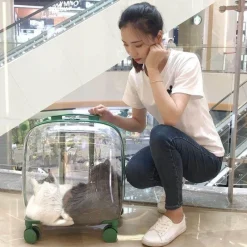 Furendo Haustierzubehör|Reinigungswerkzeuge Für Haustiere-Transparenter Haustiertransportwagen - Tragbare Reisekapsel für Haustiere