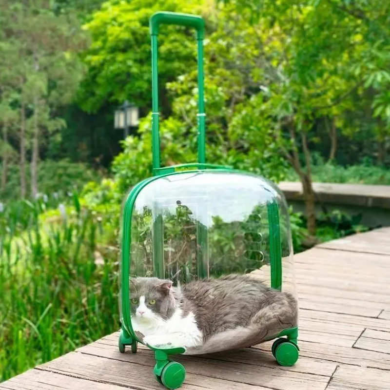 Furendo Haustierzubehör|Reinigungswerkzeuge Für Haustiere-Transparenter Haustiertransportwagen - Tragbare Reisekapsel für Haustiere