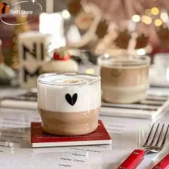 Plates u0026 More Küche & Esszimmer-Transparenter, hitzebeständiger Kaffeebecher aus Glas – ideal für Milch, Tee, Saft, Homeoffice