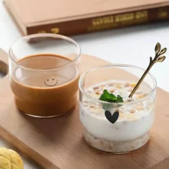 Plates u0026 More Küche & Esszimmer-Transparenter, hitzebeständiger Kaffeebecher aus Glas – ideal für Milch, Tee, Saft, Homeoffice