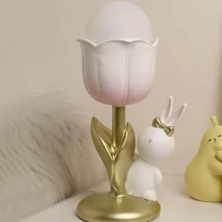 Bright Accents Beleuchtung-Tulpen-Kaninchen-Tischlampe – Niedliche Deko-Beleuchtung für Kinder