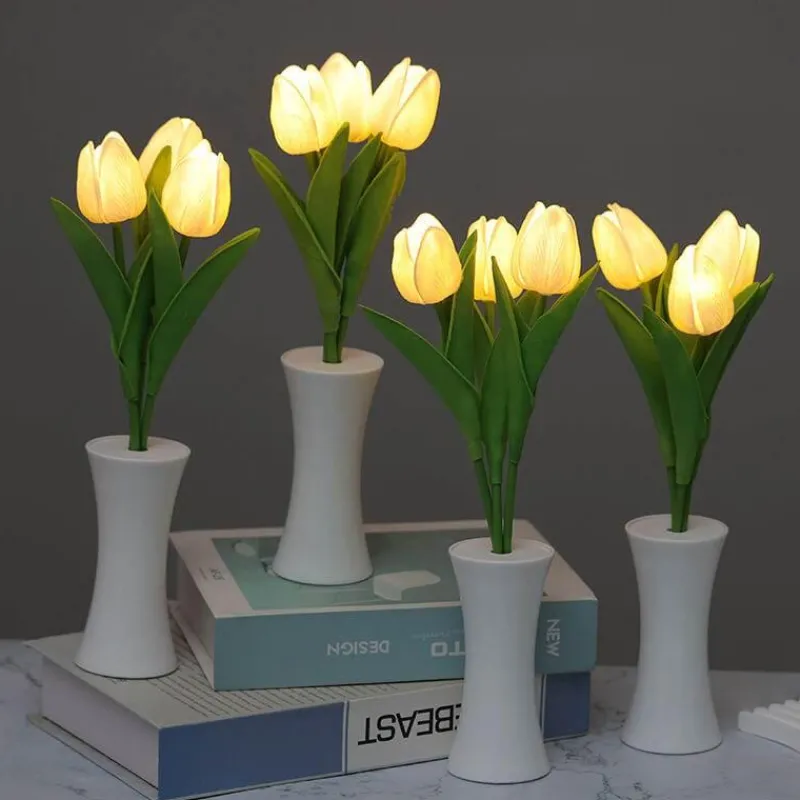 The Light Loft Beleuchtung-Tulpen-Nachtlampe – Sanft leuchtendes, dekoratives Licht für Zuhause