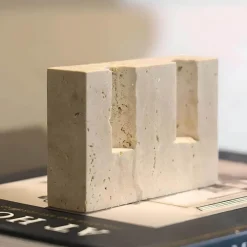 Scented Serenity Wohndeko-Twin Travertin Kerzenhalter - Elegante Wohndekoration