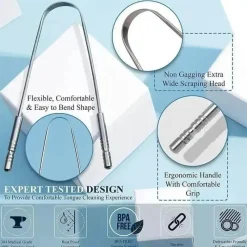 Velvo Care Männerpflege|Frauenpflege-U-förmiger Zungenschaber – Werkzeug zur Entfernung von Mundgeruch