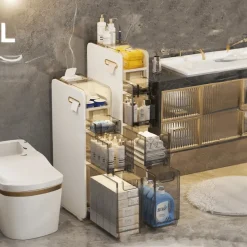 The Blissful Bath Badezimmer-Ultraschmaler Badezimmer-Aufbewahrungsschrank – Mehrschichtiger Organizer