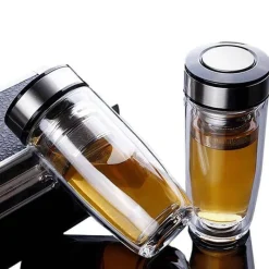 The Cozy Mug Küche & Esszimmer-Umweltfreundliche, doppelt isolierte Glaswasserflasche – wiederverwendbares Trinkgeschirr