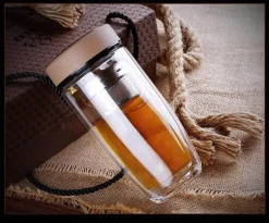 The Cozy Mug Küche & Esszimmer-Umweltfreundliche, doppelt isolierte Glaswasserflasche – wiederverwendbares Trinkgeschirr