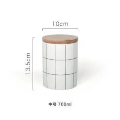 The Decor Haven Küche & Esszimmer-Umweltfreundlicher Lebensmittelbehälter aus Keramik mit Bambusdeckel – Aufbewahrungslösung für die Küche